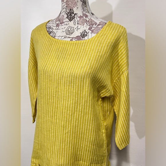 LUNGO L’ARNO Yellow with white stripes tunic size L. - Picture 6 of 13